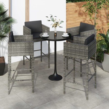 Taburetes de cocina con cojines 4 unidades ratán sintético gris de vidaXL, Sillas de jardín - Ref: Foro24-316661, Precio: 227...
