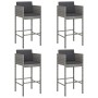 Taburetes de cocina con cojines 4 unidades ratán sintético gris de vidaXL, Sillas de jardín - Ref: Foro24-316661, Precio: 227...