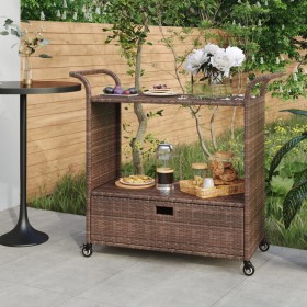 Bar cart with drawer brown synthetic rattan 100x45x97 cm by vidaXL, Kitchen and dining carts - Ref: Foro24-316662, Price: 183...