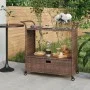 Barwagen mit Schublade aus braunem synthetischem Rattan, 100 x 45 x 97 cm von vidaXL, Küchen- und Speisewagen - Ref: Foro24-3...