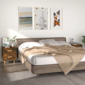 Mesitas de noche 2 unidades color roble ahumado 40x35x47,5 cm Mesitas de noche 2 unidades color roble ahumado 40x35x47,5 cm