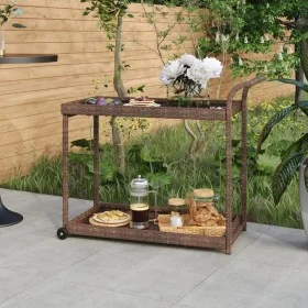 Brown synthetic rattan bar cart 100x45x83 cm by vidaXL, Kitchen and dining carts - Ref: Foro24-316665, Price: 95,09 €, Discou...