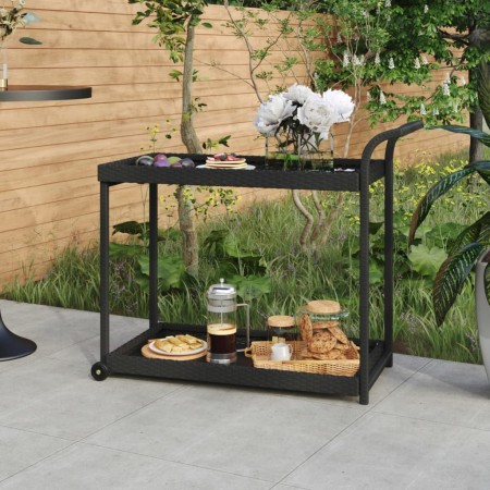 Barwagen aus schwarzem synthetischem Rattan 100x45x83 cm von vidaXL, Küchen- und Speisewagen - Ref: Foro24-316666, Preis: 94,...