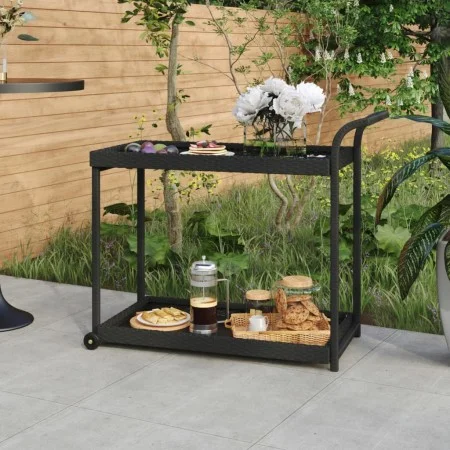 Barwagen aus schwarzem synthetischem Rattan 100x45x83 cm von vidaXL, Küchen- und Speisewagen - Ref: Foro24-316666, Preis: 93,...