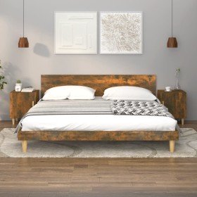 Mesitas de noche 2 uds madera contrachapada color roble ahumado en Mesitas de noche | Comprar online en Foro24