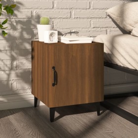 Mesita de noche madera contrachapada color roble marrón Mesita de noche madera contrachapada color roble marrón