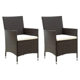 Garden chairs with cushions, 2 units, synthetic brown rattan by vidaXL, Garden chairs - Ref: Foro24-316679, Price: 169,69 €, ...