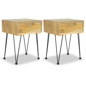 Nachttische 2 Einheiten aus massivem Teakholz 40x30x50 cm von vidaXL, Nachttische - Ref: Foro24-3057527, Preis: 152,86 €, Rab...
