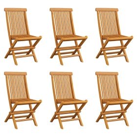 Sillas de jardín plegables 6 unidades madera maciza de teca