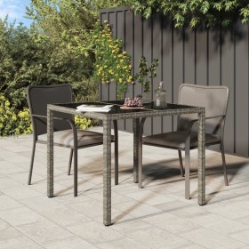 Garden table tempered glass synthetic rattan 90x90x75 cm gray by vidaXL, Garden tables - Ref: Foro24-316701, Price: 73,82 €, ...