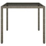 Gartentisch aus gehärtetem Glas und synthetischem Rattan, 90 x 90 x 75 cm, grau von vidaXL, Gartentische - Ref: Foro24-316701...