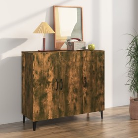 Aparador de madera de ingeniería roble ahumado 90x34x80 cm Aparador de madera de ingeniería roble ahumado 90x34x80 cm