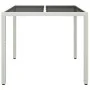 Gartentisch gehärtetes Glas synthetisches Rattan 90x90x75 cm weiß von vidaXL, Gartentische - Ref: Foro24-316702, Preis: 118,3...