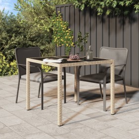 Mesa jardín vidrio templado ratán sintético 90x90x75 cm gris de vidaXL, Mesas de jardín - Ref: Foro24-316703, Precio: 100,20 ...