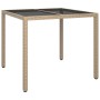 Garden table tempered glass synthetic rattan 90x90x75 cm gray by vidaXL, Garden tables - Ref: Foro24-316703, Price: 100,20 €,...