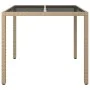 Gartentisch aus gehärtetem Glas und synthetischem Rattan, 90 x 90 x 75 cm, grau von vidaXL, Gartentische - Ref: Foro24-316703...