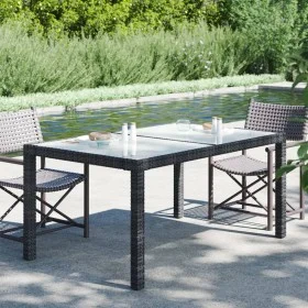 Garden table tempered glass synthetic rattan 150x90x75 cm black by vidaXL, Garden tables - Ref: Foro24-316705, Price: 147,45 ...