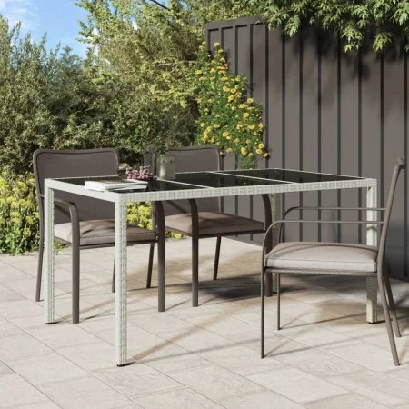 Gartentisch gehärtetes Glas synthetisches Rattan 150x90x75 cm weiß von vidaXL, Gartentische - Ref: Foro24-316709, Preis: 125,...