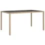 Garden table tempered glass synthetic rattan 150x90x75 cm beige by vidaXL, Garden tables - Ref: Foro24-316710, Price: 96,75 €...