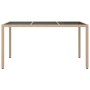 Garden table tempered glass synthetic rattan 150x90x75 cm beige by vidaXL, Garden tables - Ref: Foro24-316710, Price: 97,61 €...