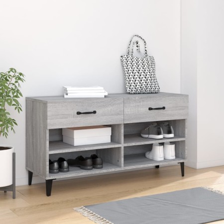 Mueble zapatero madera contrachapada gris Sonoma 102x35x55 cm