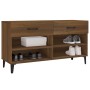Mueble zapatero madera contrachapada marrón roble 102x35x55 cm