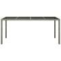 Mesa jardín vidrio templado ratán sintético gris 190x90x75 cm