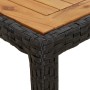 Mesa de jardín ratán PE madera acacia maciza negra 90x90x75 cm