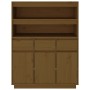 Aparador alto madera maciza de pino marrón miel 89x40x116,5 cm