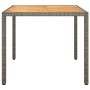 Mesa de jardín ratán PE madera acacia maciza gris 90x90x75 cm