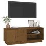 Mueble de TV madera maciza de pino marrón miel 105x34x40 cm