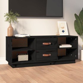 Mueble de TV de madera maciza de pino negro 100x34x40 cm en Muebles TV | Comprar online en Foro24