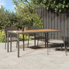 Garden table made of gray synthetic rattan acacia wood 190x90x75 cm by vidaXL, Garden tables - Ref: Foro24-316723, Price: 172...