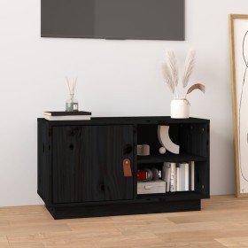 Mueble de TV de madera maciza de pino negro 70x34x40 cm Mueble de TV de madera maciza de pino negro 70x34x40 cm