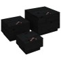 Cajas de almacenaje con tapa 3 pzas madera maciza pino negro