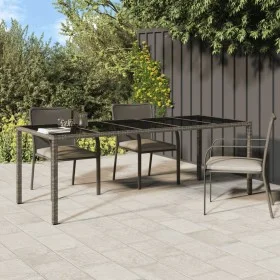 Gray PE rattan tempered glass garden table 250x100x75 cm by vidaXL, Garden tables - Ref: Foro24-316727, Price: 144,16 €, Disc...