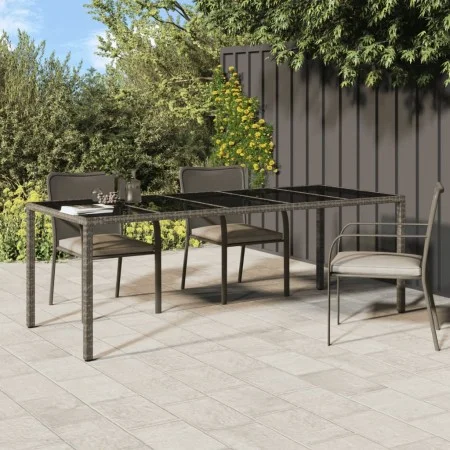 Gray PE rattan tempered glass garden table 250x100x75 cm by vidaXL, Garden tables - Ref: Foro24-316727, Price: 144,16 €, Disc...