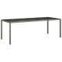Mesa de jardín de vidrio templado ratán PE gris 250x100x75 cm de vidaXL, Mesas de jardín - Ref: Foro24-316727, Precio: 145,24...