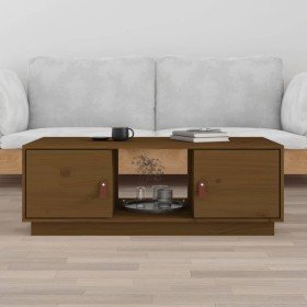 Mesa de centro madera maciza de pino marrón miel 100x50x35 cm Mesa de centro madera maciza de pino marrón miel 100x50x35 cm