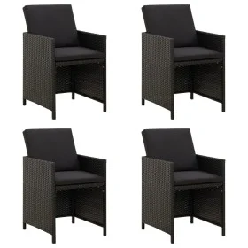 Sillas de jardín 4 unidades con cojines ratán sintético negro de vidaXL, Sillas de jardín - Ref: Foro24-316746, Precio: 217,2...