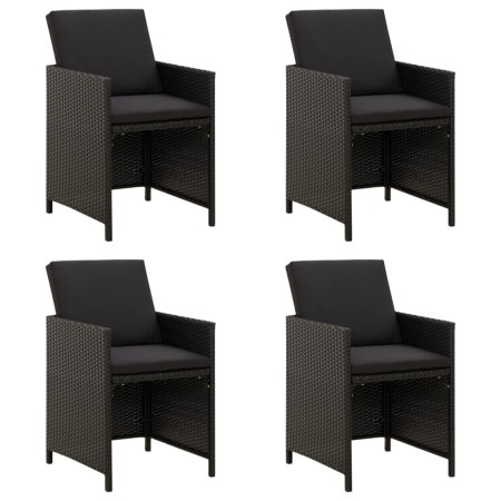 Gartenstühle 4-teilig mit schwarzen synthetischen Rattankissen von vidaXL, Gartenstühle - Ref: Foro24-316746, Preis: 219,86 €...