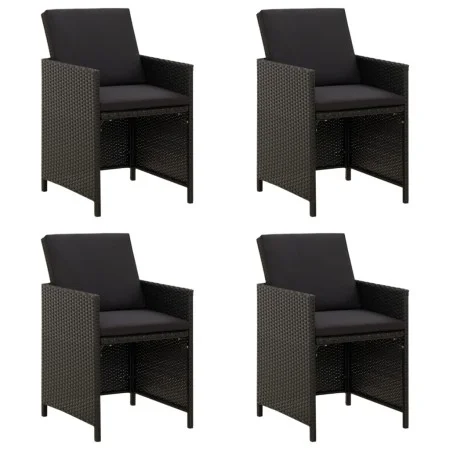 Sillas de jardín 4 unidades con cojines ratán sintético negro de vidaXL, Sillas de jardín - Ref: Foro24-316746, Precio: 217,2...
