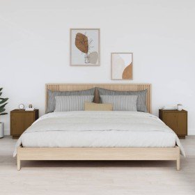 Mesitas de noche 2 uds madera de pino marrón miel 40x34x45 cm Mesitas de noche 2 uds madera de pino marrón miel 40x34x45 cm
