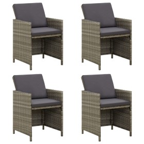 Sillas de jardín 4 unidades con cojines ratán sintético gris de vidaXL, Sillas de jardín - Ref: Foro24-316747, Precio: 280,27...