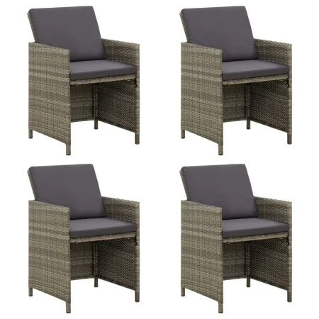 Sillas de jardín 4 unidades con cojines ratán sintético gris de vidaXL, Sillas de jardín - Ref: Foro24-316747, Precio: 280,27...