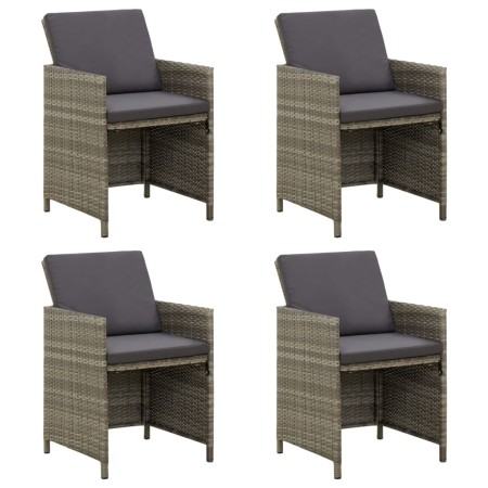 Sillas de jardín 4 unidades con cojines ratán sintético gris de vidaXL, Sillas de jardín - Ref: Foro24-316747, Precio: 284,75...