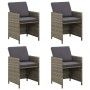 Sillas de jardín 4 unidades con cojines ratán sintético gris de vidaXL, Sillas de jardín - Ref: Foro24-316747, Precio: 284,75...