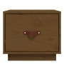 Mesita de noche madera maciza de pino marrón miel 40x34x35 cm