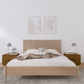 Mesitas de noche 2 uds madera de pino marrón miel 40x34x35 cm Mesitas de noche 2 uds madera de pino marrón miel 40x34x35 cm