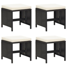 Garden stools 4 units and black synthetic rattan cushions by vidaXL, Garden chairs - Ref: Foro24-316748, Price: 117,94 €, Dis...